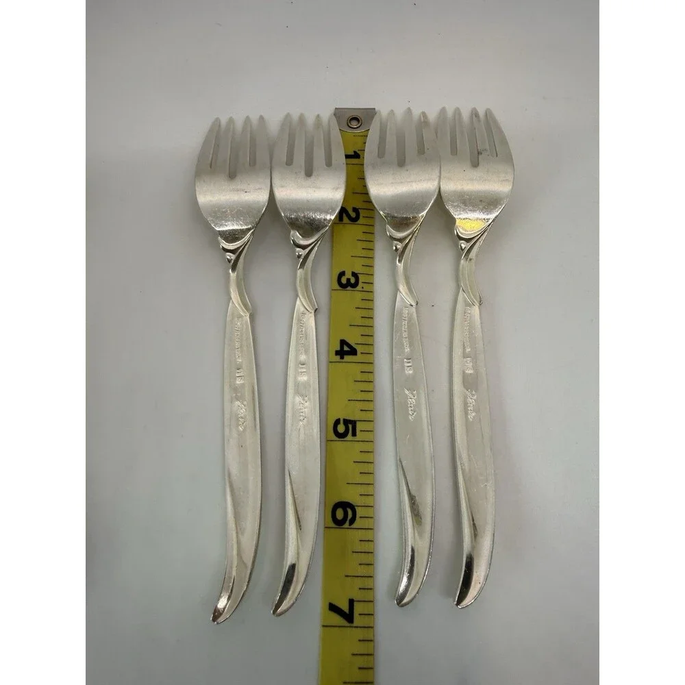 1847 Rogers Bros IS Flair Pattern Silverplate Salad Forks Set of 5 Vintage